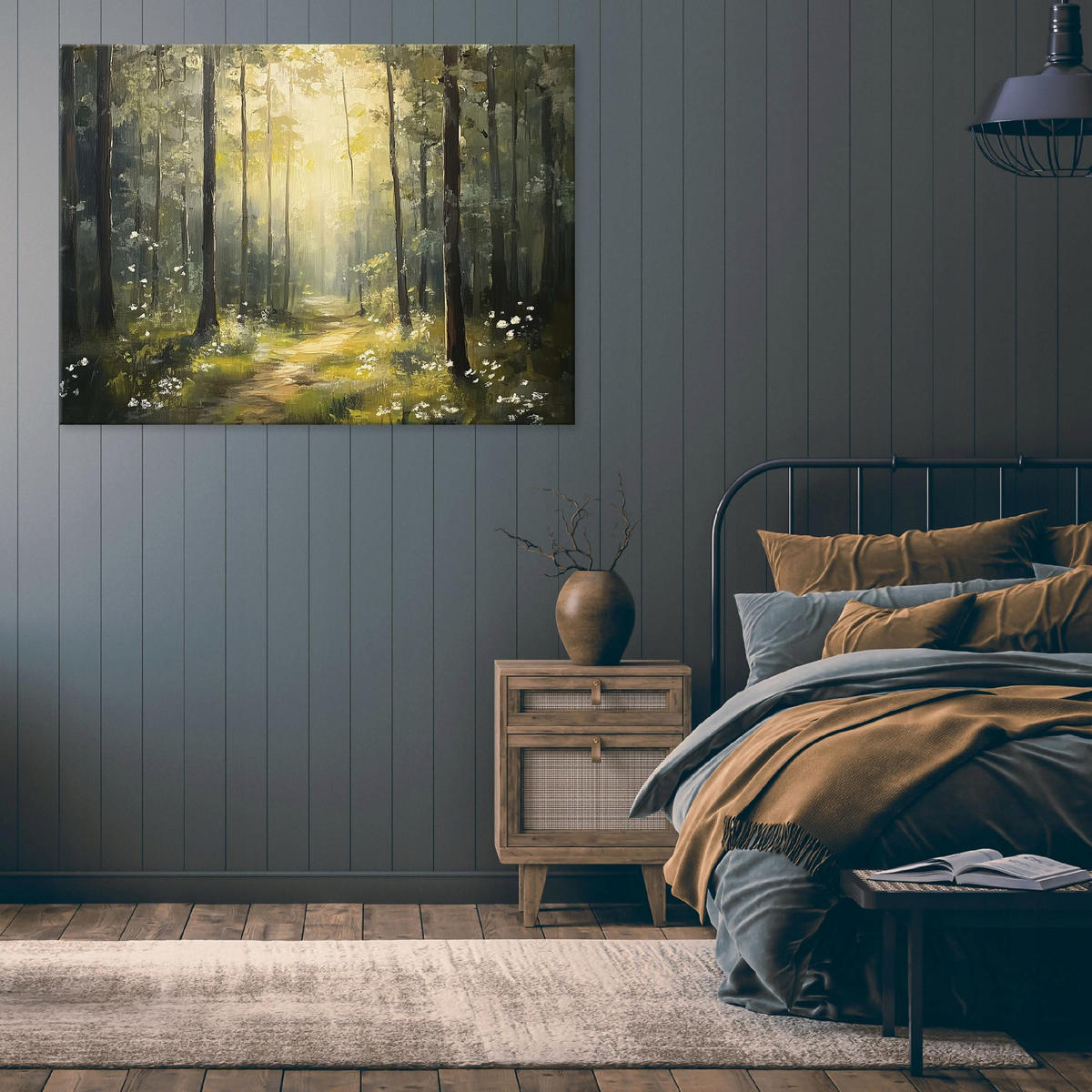 BILDER Wald Sonne Natur Grün Bäume 100x70 - Multicolor, Holzwerkstoff (100/70cm) - Wallarena