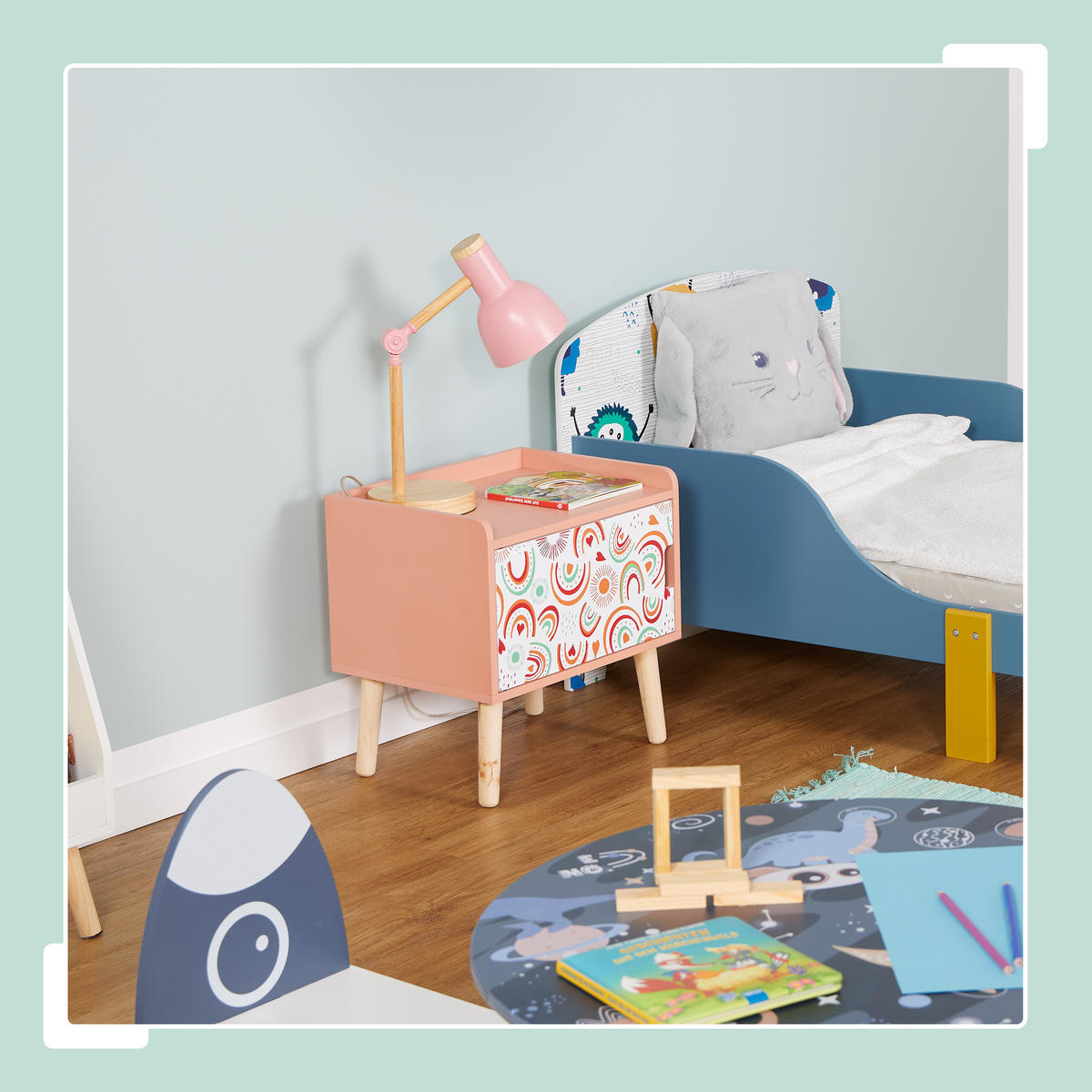 KINDER-NACHTTISCH - Rot, Holz/Holzwerkstoff (40/41/30cm) - Relaxdays