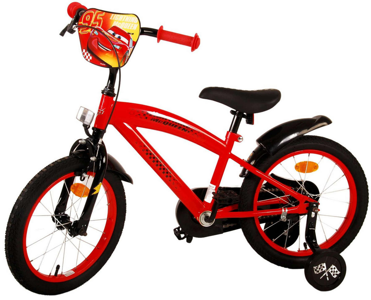 KINDERFAHRRAD Disney Cars - Jungen - 16 Zoll - Rücktritt + Handbremse - Rot - Rot, Metall (45cm) - TPFSports