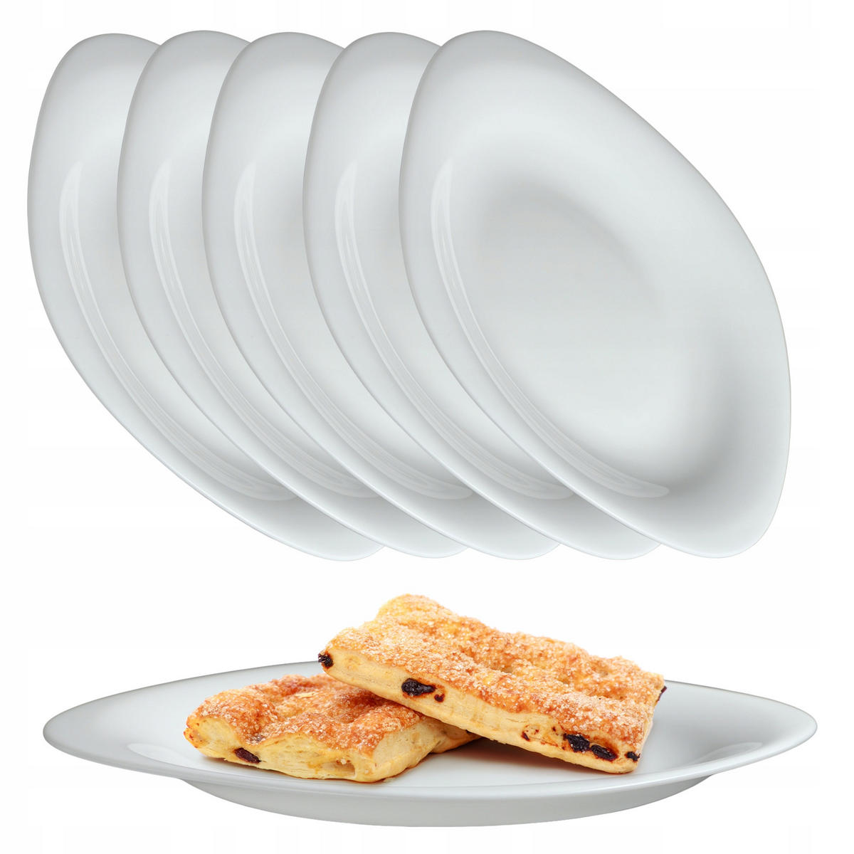 KADAX 6x Dessertteller 21cm weiße Teller Kuchenteller Set - Weiß, Glas (21.5/1.7/20.2cm) - KADAX