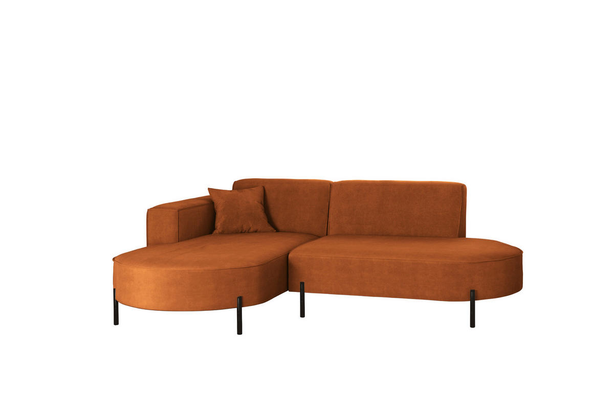 ECKSOFA L-Form Designer Modena Rein Stoff Noel Orange Links - Orange, Holz/Textil (165/236cm) - Kaiser Möbel