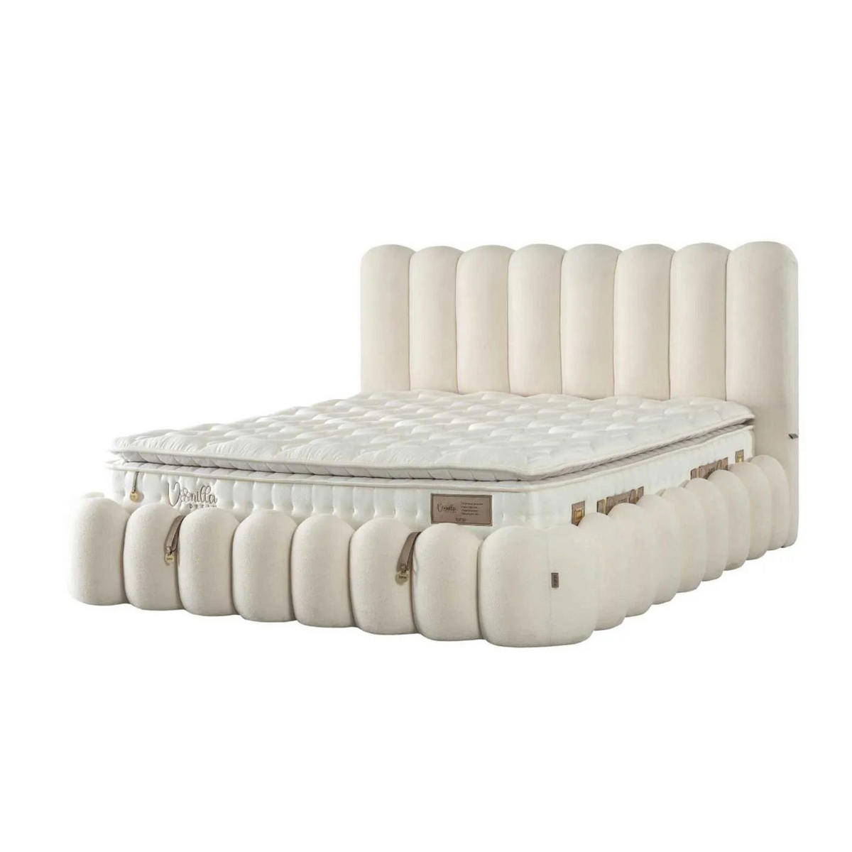 BOXBETT Vanilla Bambi Bett boxspringbett 180x200 mit matratze - Weiß, Holz (180/200cm)