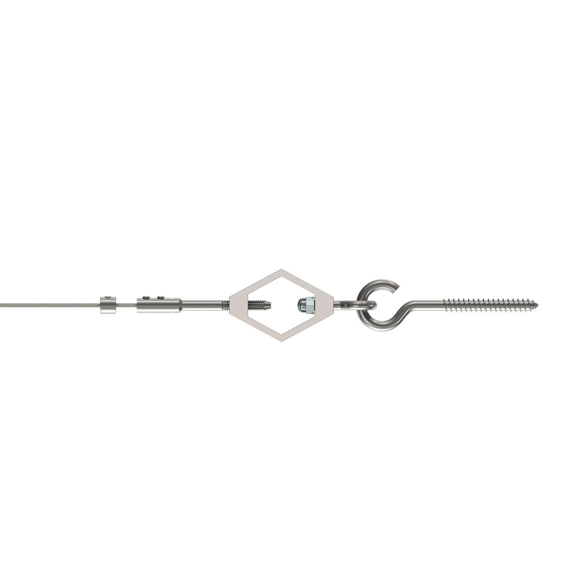 SEILSPANNGARNITUR/SEILSPANNER-SET Joy Raute 500 cm Seil, Vernickelt - Silberfarben, Metall (1/3.5/5cm) - INTERDECO
