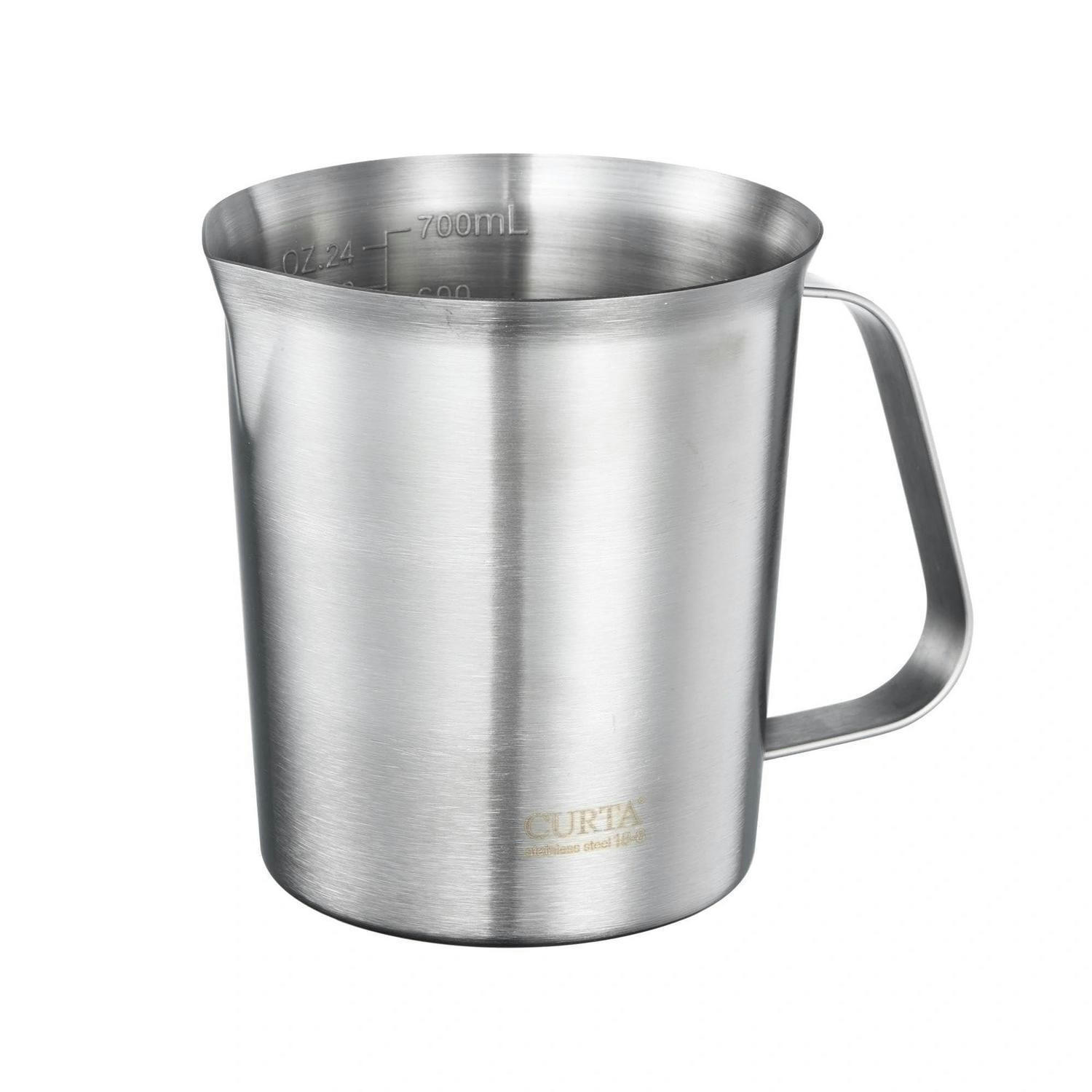 MESSBECHER Edelstahl 700 ml mit Griff und Ausguss - Silberfarben, Metall (0.7L)