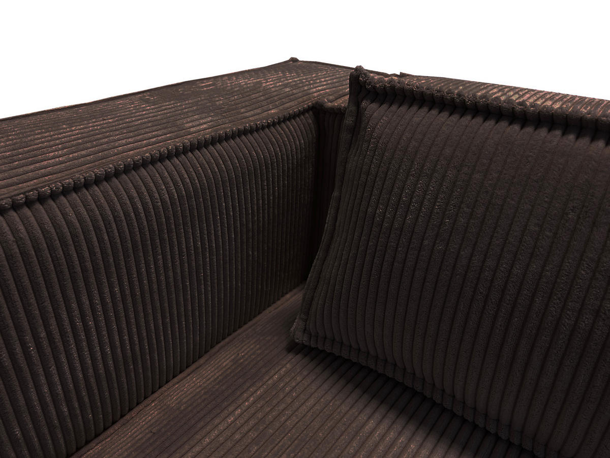 3-SITZER-SOFA Nova Dunkelbraun Cord - Dunkelbraun/Schwarz, Holz/Kunststoff (230/64/92cm) - S-Style Möbel