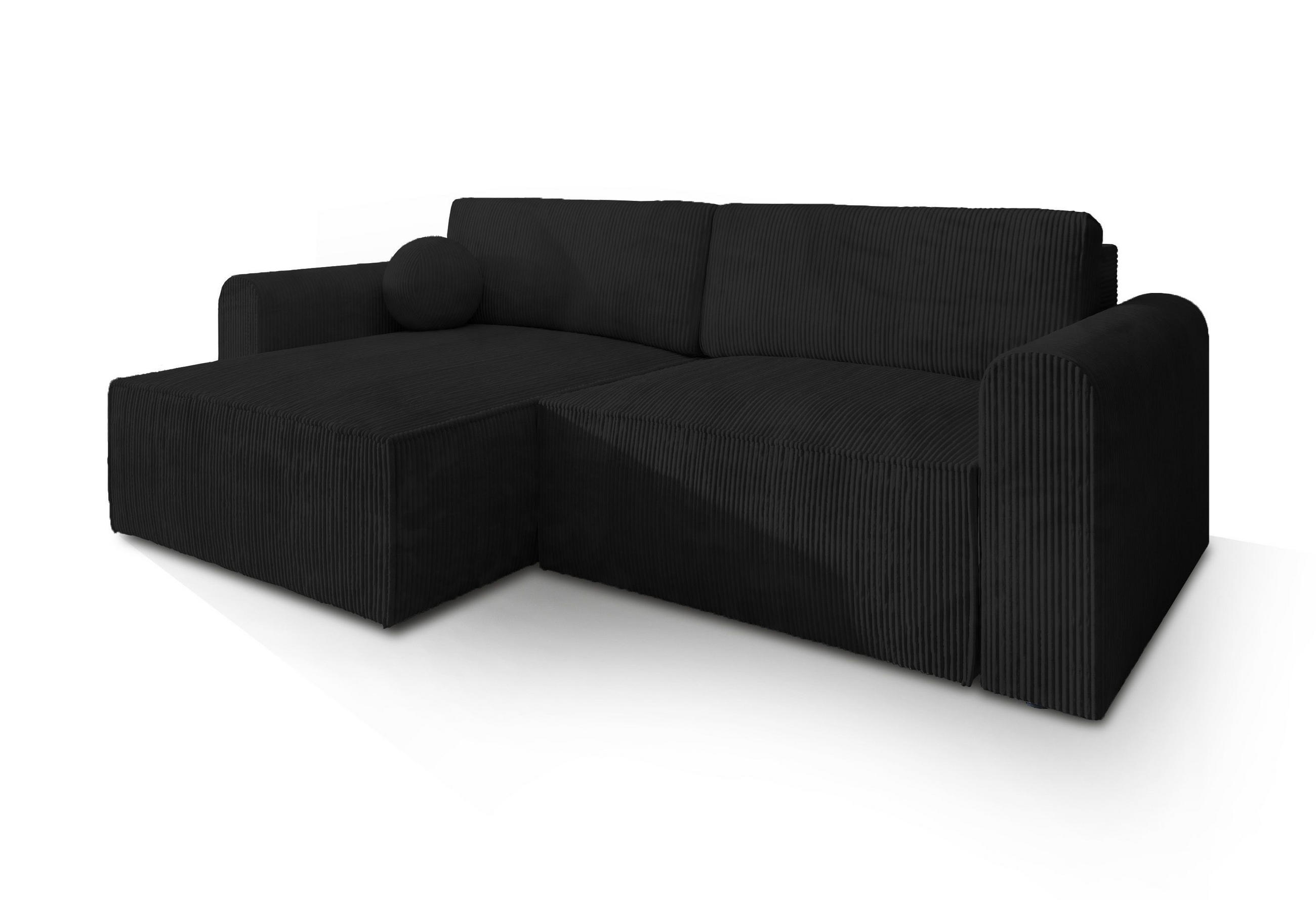 ROHOVÁ SEDAČKA FIANO černá - šedá/černá, dřevo/textil (245/148cm) - MASSENO