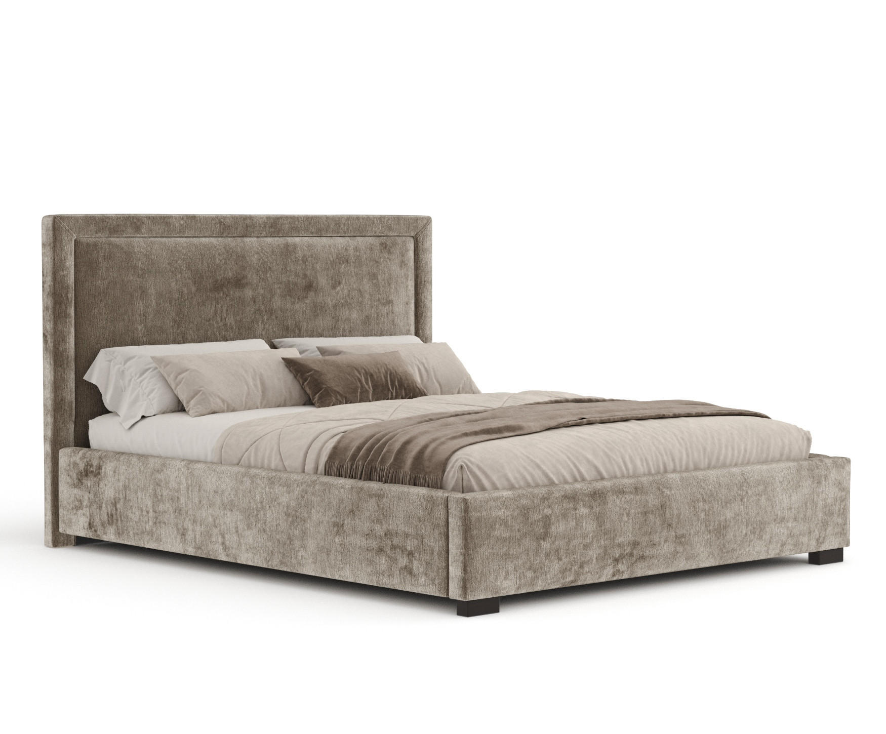 POLSTERBETT Ordina Beige 140/200 cm im Chenille-Stoff - Beige/Schwarz, Holz/Holzwerkstoff (140/200cm) - Maison de Reve