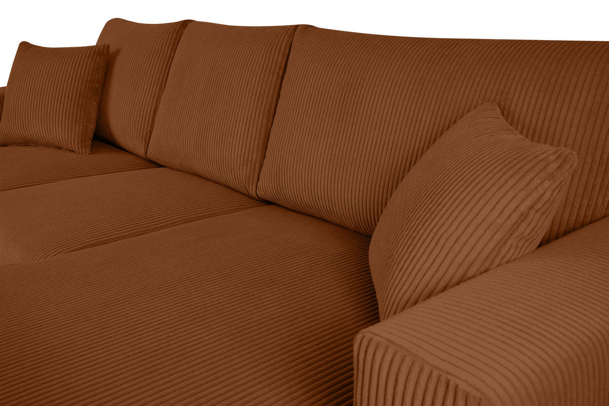 ECKSCHLAFSOFA EGRET Links mit Bettkasten, Cord-Stoff, orange - Orange, Textil (234/90cm) - KONSIMO®