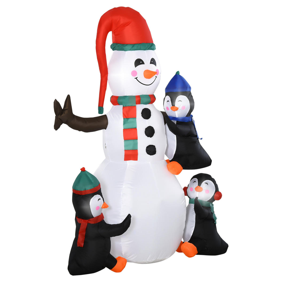 AUFBLASBARER Schneemann, Polyester, Mehrfarbig - Multicolor, Kunststoff (70/180/140cm) - HOMCOM