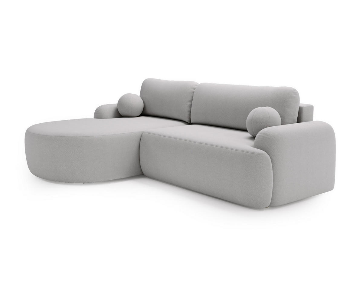 ECKSOFA DION HELLGRAU L - Links - Hellgrau, Textil (261/177cm) - Luxkor24