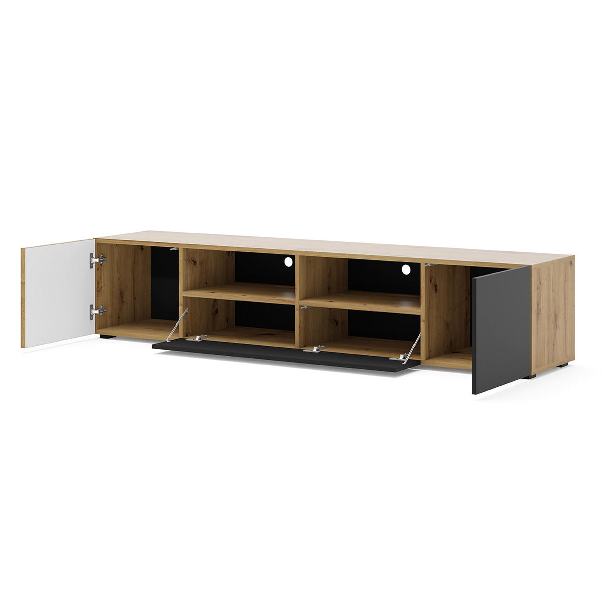TV-MÖBEL Nera Holz und Schwarz - Schwarz, Holzwerkstoff (200/42/42cm) - Petits-meubles