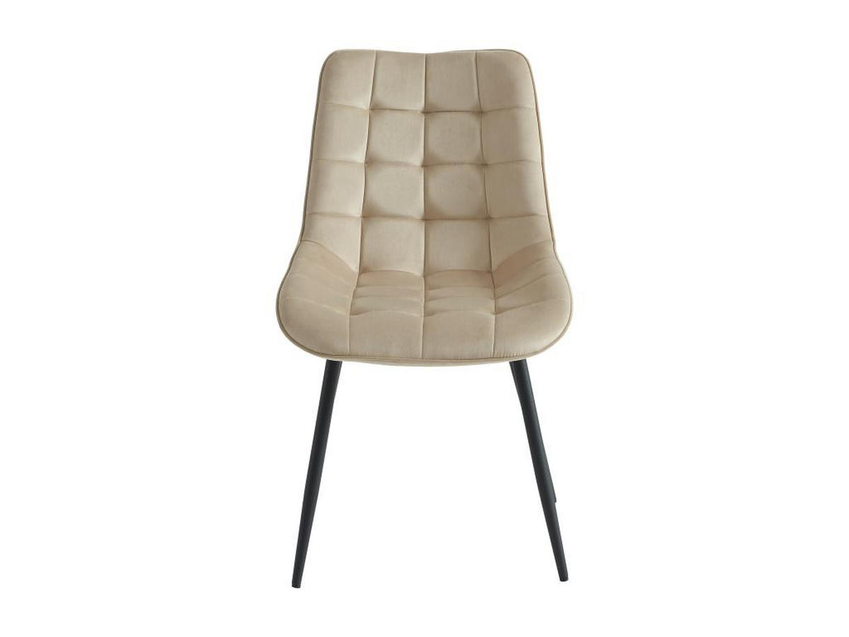 POLSTERSTUHL 2er-Set - Samt & schwarzes Metall - Beige - OLLUA - Beige, Textil (60/87/49.5cm) - Vente-Unique