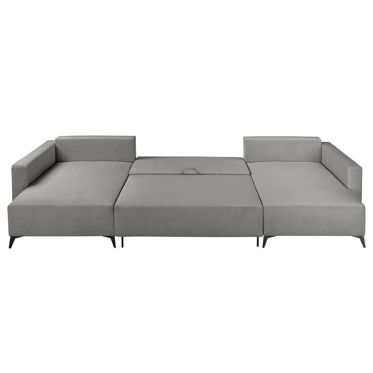 WOHNLANDSCHAFT - Schwarz/Grau, Textil (382/81/148cm) - home24