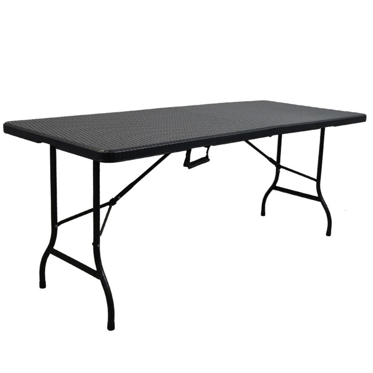 BUFFETTISCH klappbar 180x74cm 8 Personen Kunststoff Rattan Optik Schwarz - Schwarz, Kunststoff (74/180/74cm) - CHEFGASTRO