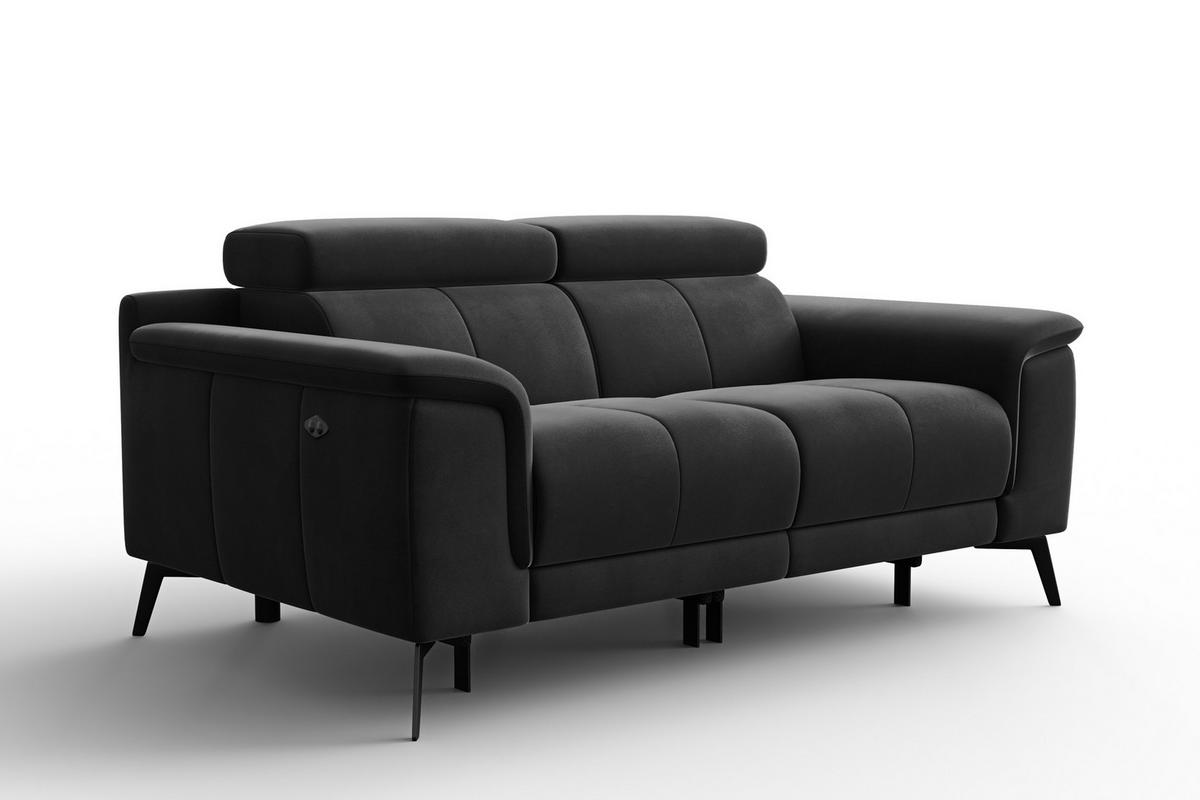 SOFA RELAX FIERO 2-Sitzer, Schwarzer Veloursstoff - Schwarz, Holz/Textil (170/82/103cm) - Courtois Laville