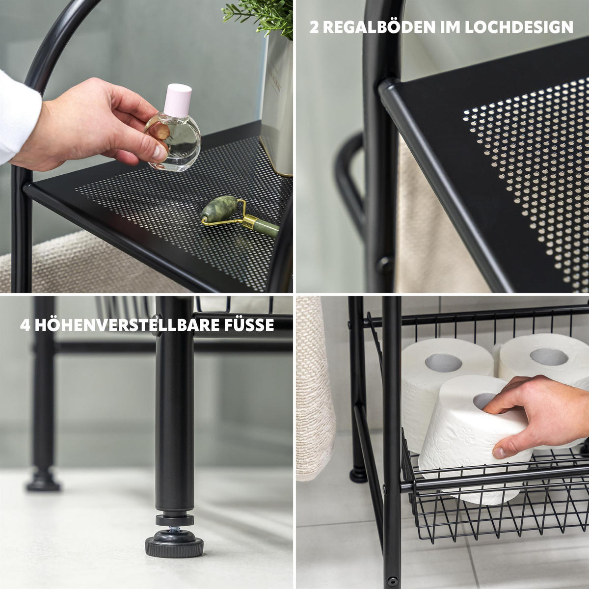 BAD-STANDREGAL, schwarz, Stahl - Schwarz, Metall (52.5/100/37cm) - bremermann