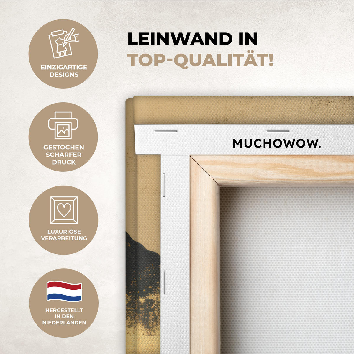 LEINWANDBILD Goldene Berge bei Mondschein Wandbild 40x30 cm - Goldfarben, Textil (40/30cm) - MuchoWow