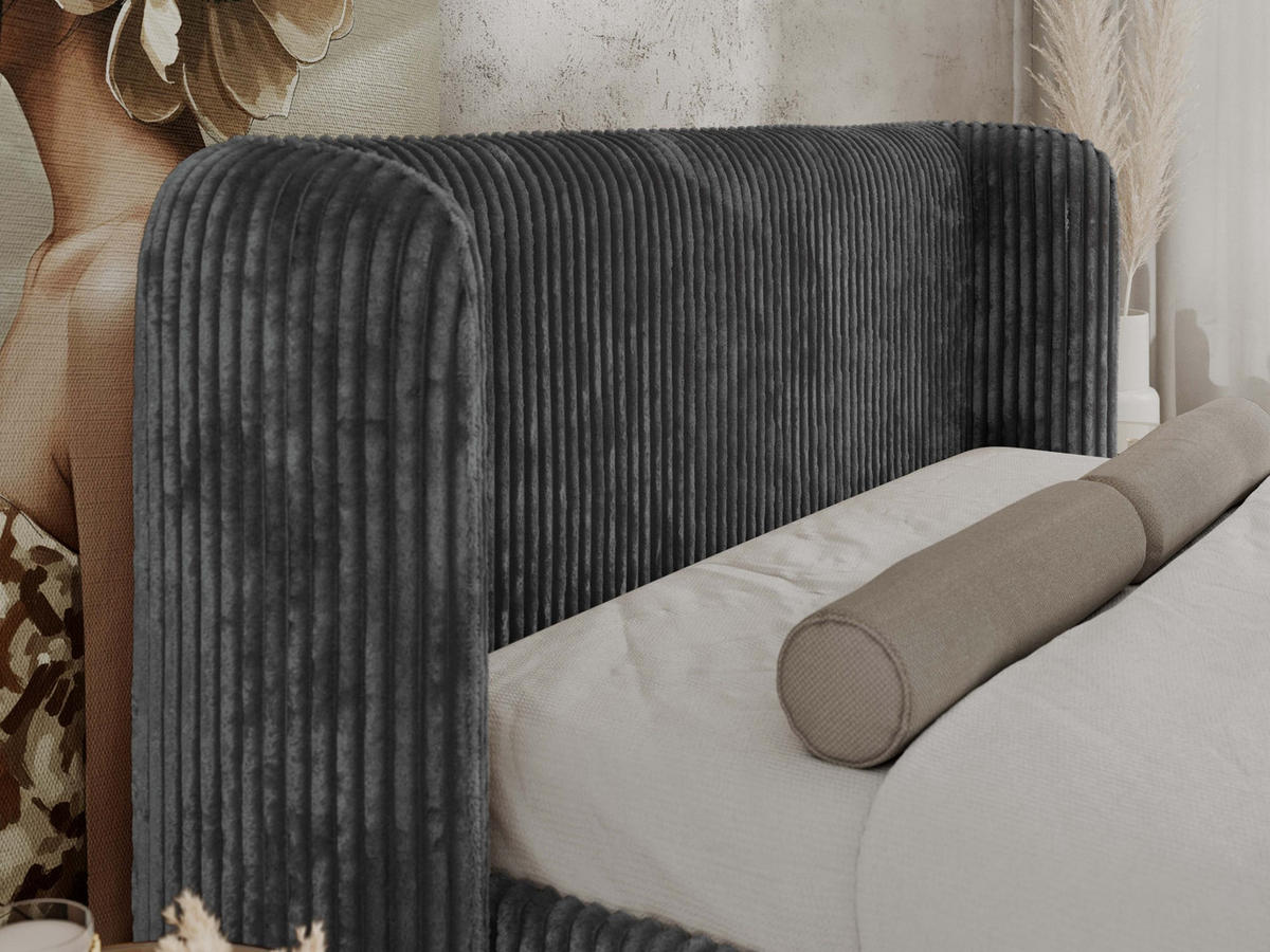 POLSTERBETT EMORA CLASSIC DUO 140/200 - Grau Cord - ohne Matratze - Grau, Textil (140/200cm) - MKS