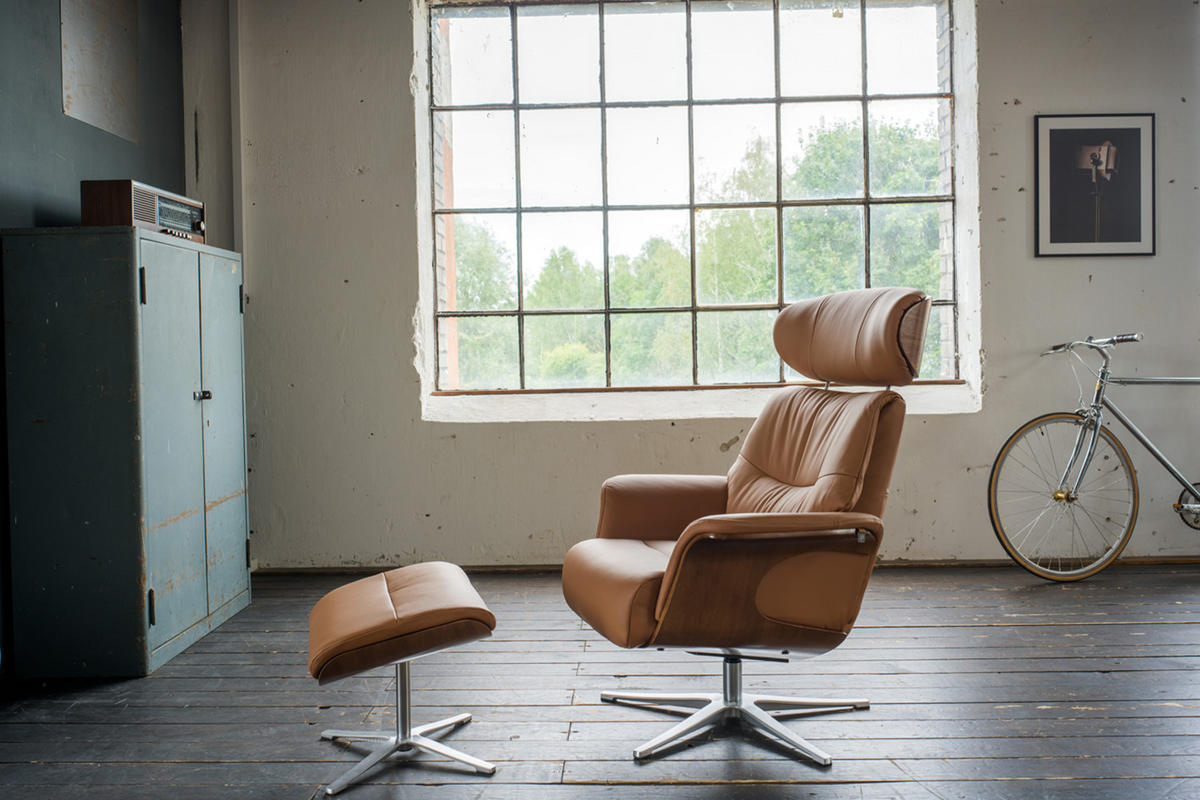 RELAXSESSEL TOSAR Braun Leder Relaxfunktion - Silberfarben/Braun, Leder/Metall (83/110/89cm) - KAWOLA