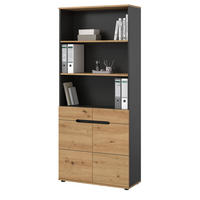 AKTENSCHRANK Eiche Artisan, Grau 80 x 190 cm, Büroschrank mit Soft-Close - Schwarz/Eiche Artisan, Holzwerkstoff/Kunststoff (80/190/37cm) - Inn.Furn