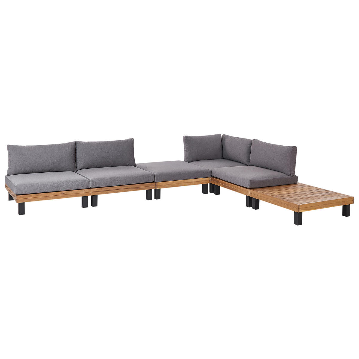 LOUNGE-SET 5-Sitzer Grau Frazzano - Hellbraun/Grau, Holz - Beliani
