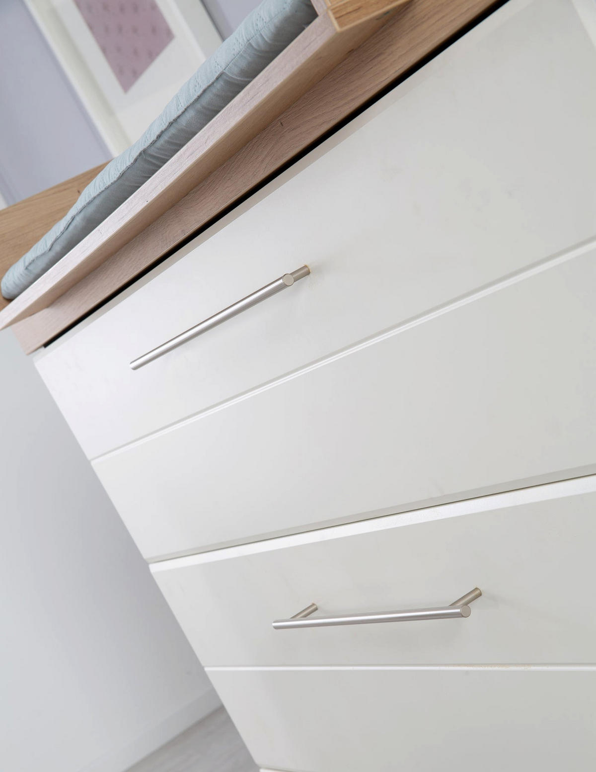 WICKELKOMMODE Nele - Silberfarben/Weiß, Holzwerkstoff/Metall (119/103/77.5cm) - Roba
