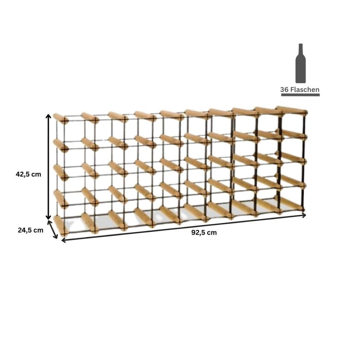 WEINREGAL Vinotega Mod Metal 42,5x92,5x24,5 cm 9x4 Flaschen Massives Kiefernholz Natur - Naturfarben, Holz (92.5/42.5/24.5cm) - PROREGAL