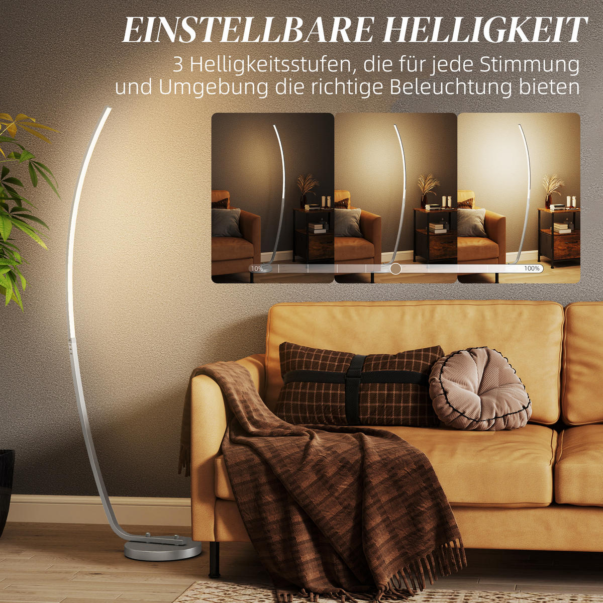 STEHLAMPE Aluminium Acryl Silber - Silberfarben, Metall (46/25/147cm) - HOMCOM
