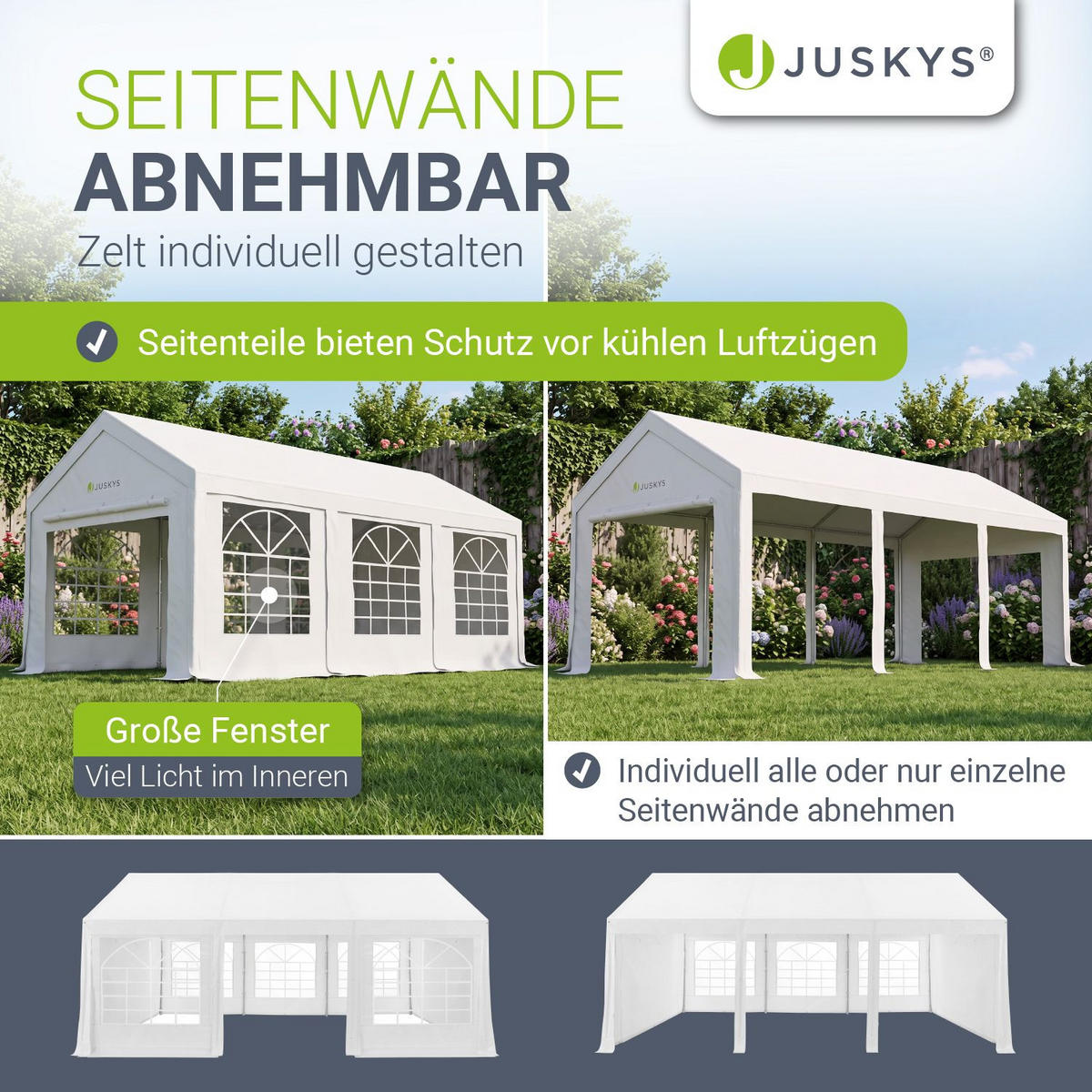 FESTZELT Partyzelt Gala weiß 4x6 m - Weiß, Kunststoff (400/300/600cm) - Juskys