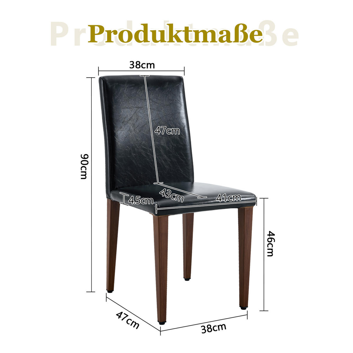 STUHL-SET DE-36598 2 Stück mit PU-Bezug und Metallbeinen Walnussfarben - Walnussfarben, Metall (47/90/41cm) - ComfortXL