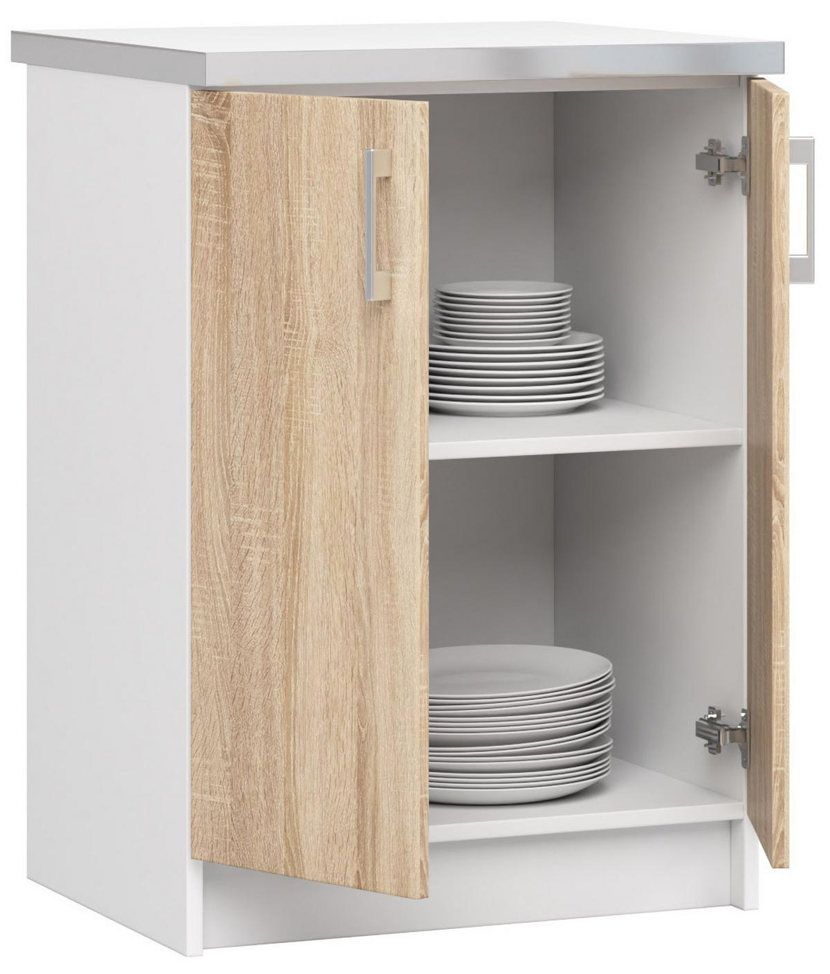 UNTERSCHRANK Weiß, Eiche Sonoma 82/60/44,5 - Weiß, Holzwerkstoff (60/82/44cm) - RAUMHIRSCH FURNITURE