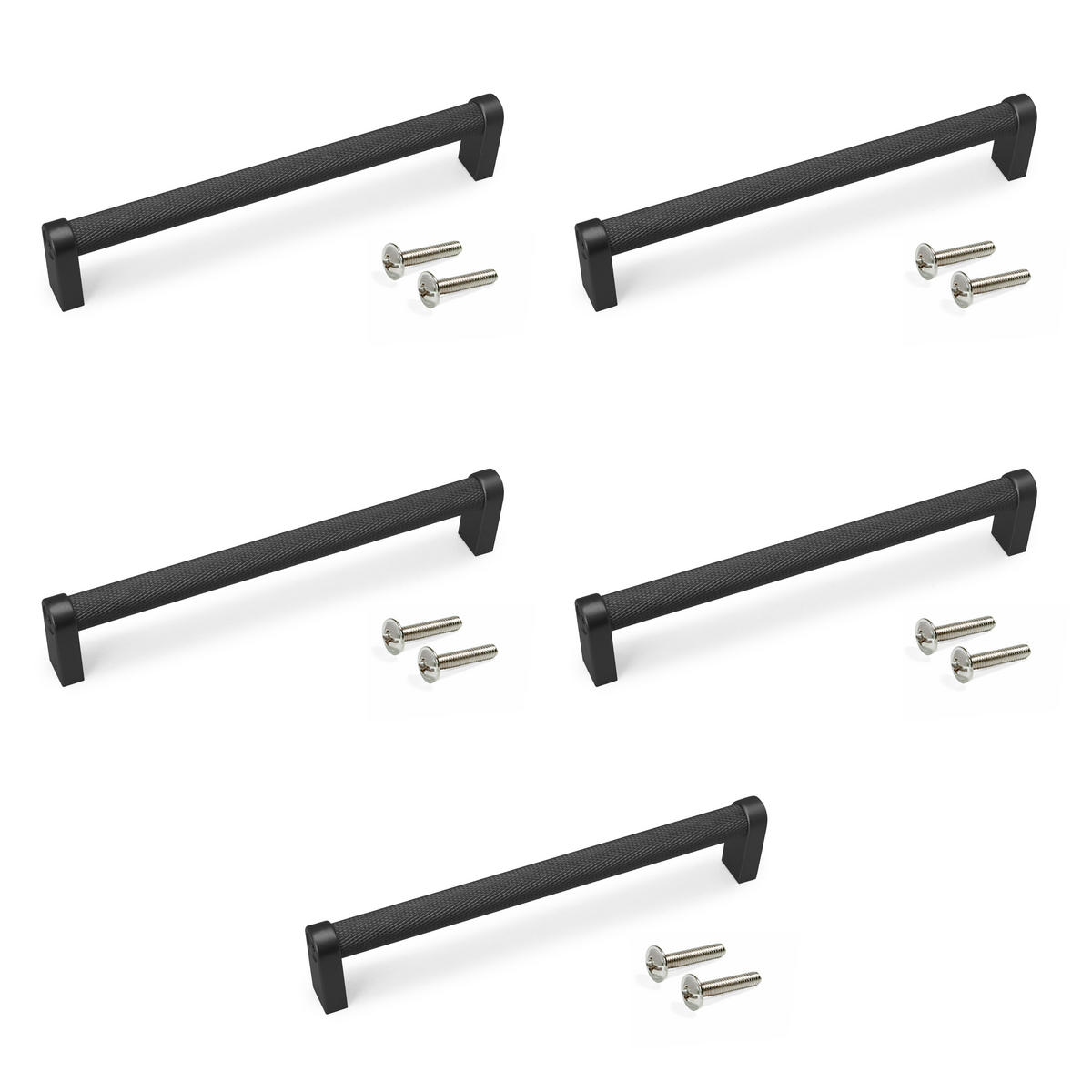 MÖBELGRIFFE Bergen, L173mm, 160mm Achsenabstand, Aluminium, Schwarz lackiert 5er-set - Schwarz, Metall (12/3/20cm) - EMUCA