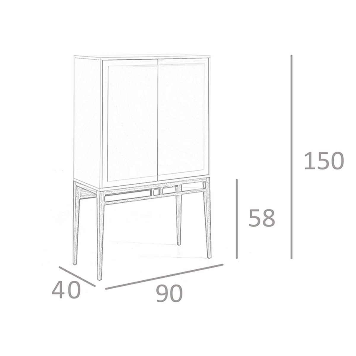 HIGHBOARD Hohe Anrichte in Beige und Nussbaum 90/40/150 cm - Walnussfarben/Grau, Holz (90/150/40cm) - ANGEL CERDA