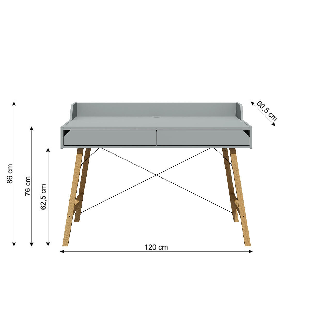 PÍSACÍ STÔL Sivá - sivá, kompozitné drevo (120/60/86cm) - Petits-meubles
