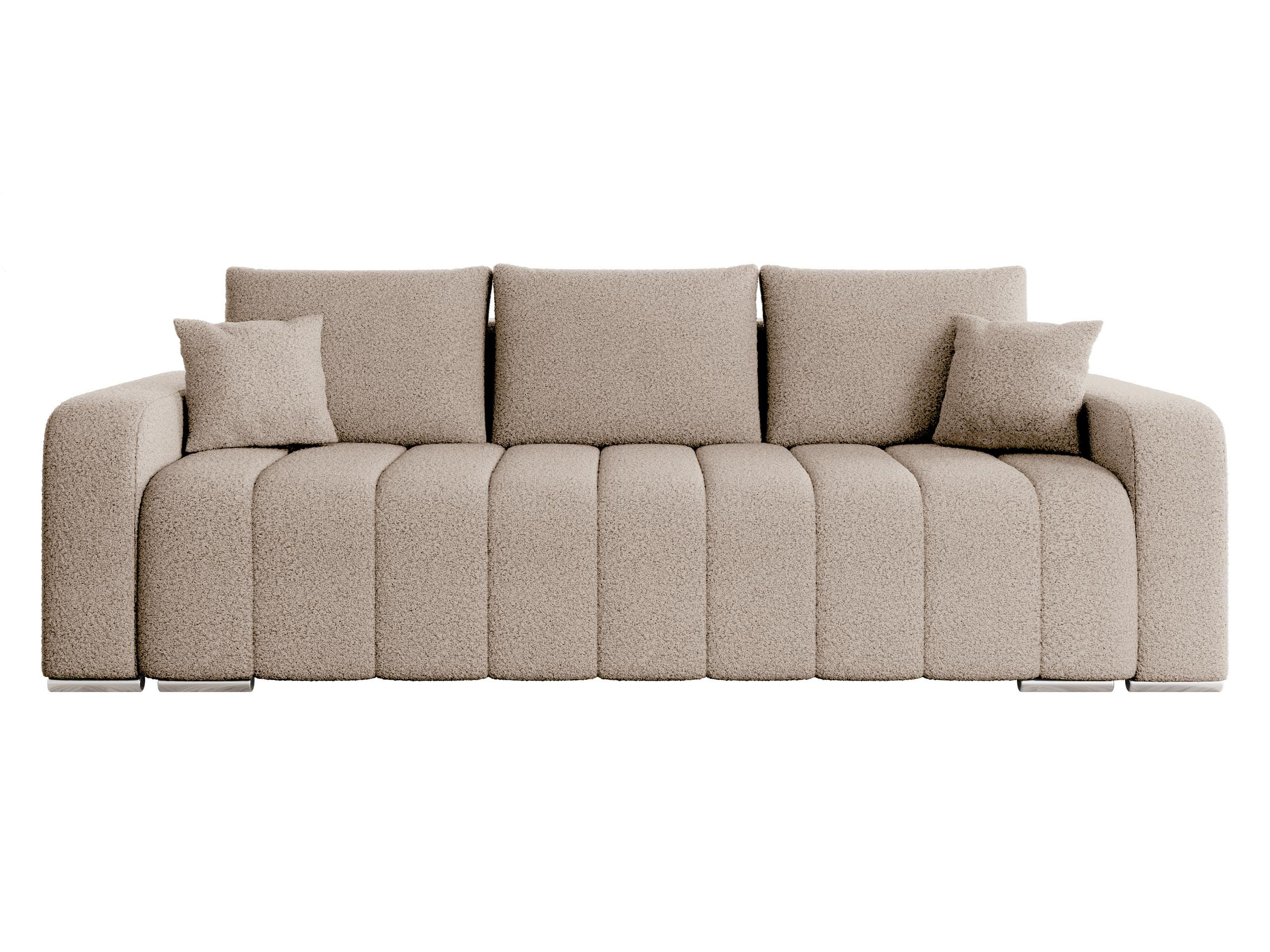 SCHLAFSOFA Pufetto Boucle - Beige/Silberfarben, Holz/Textil (244/86/90cm) - MIRJAN24