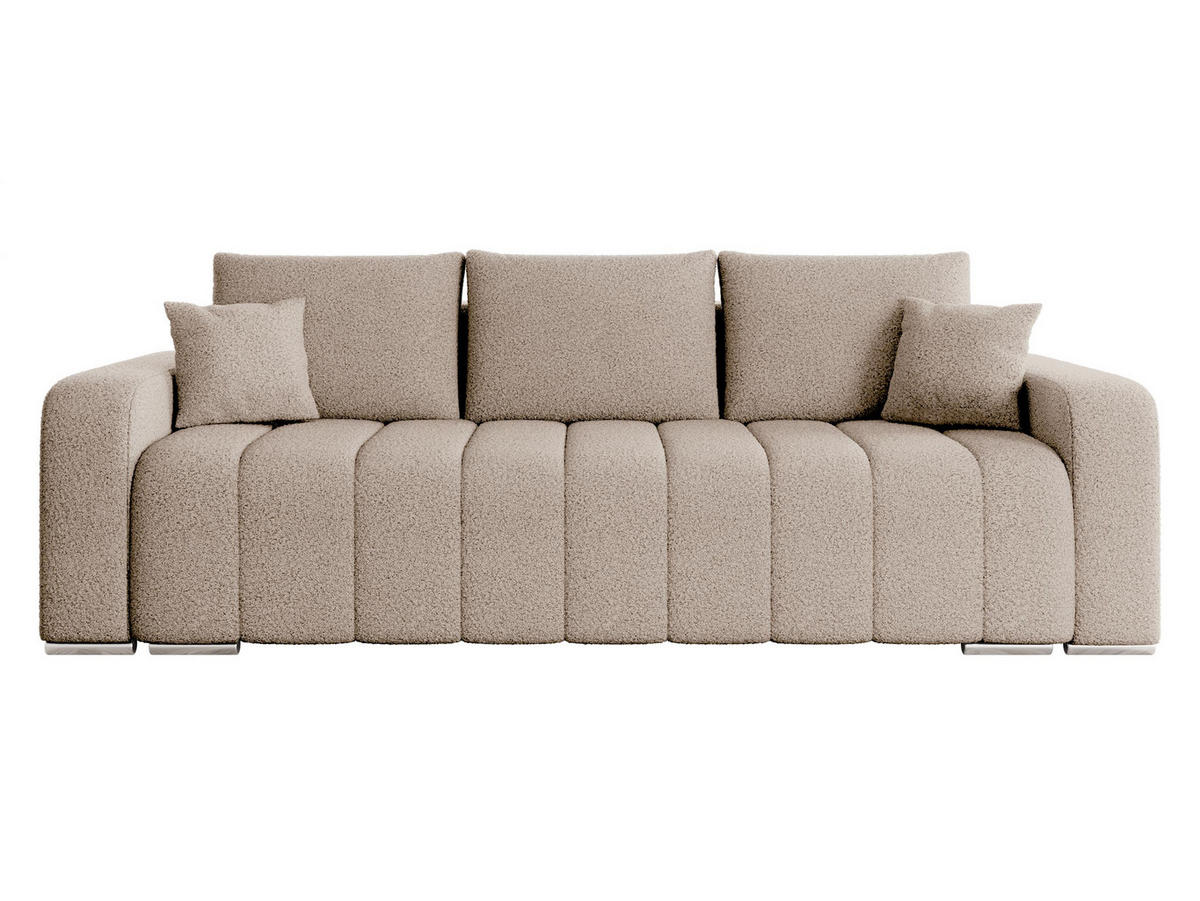 SCHLAFSOFA Pufetto Boucle - Beige/Silberfarben, Holz/Textil (244/86/90cm) - MIRJAN24