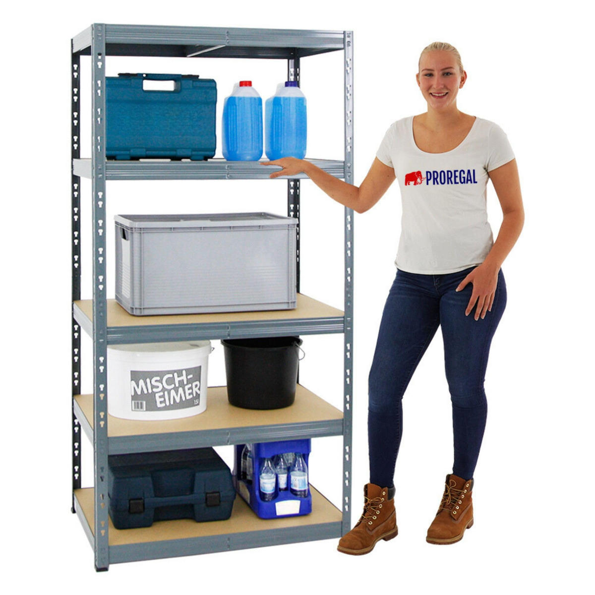 SCHWERLASTREGAL Tiger 2er-Set mit 2x 180x90x60 cm Fachlast 265 kg Grau - Grau, Metall (180/180/60cm) - PROREGAL