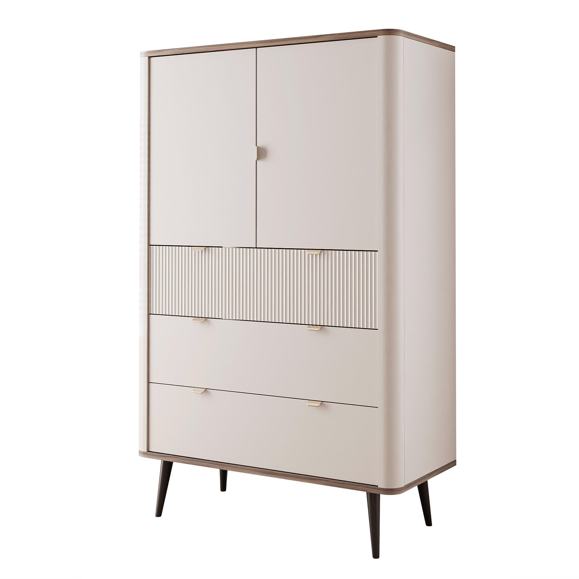 KLEIDERSCHRANK mit Schubladen NAVANI 90 cm Kaschmir Stein - Kaschmir/Schwarz, Holzwerkstoff/Metall (90/142/40cm) - Idohome