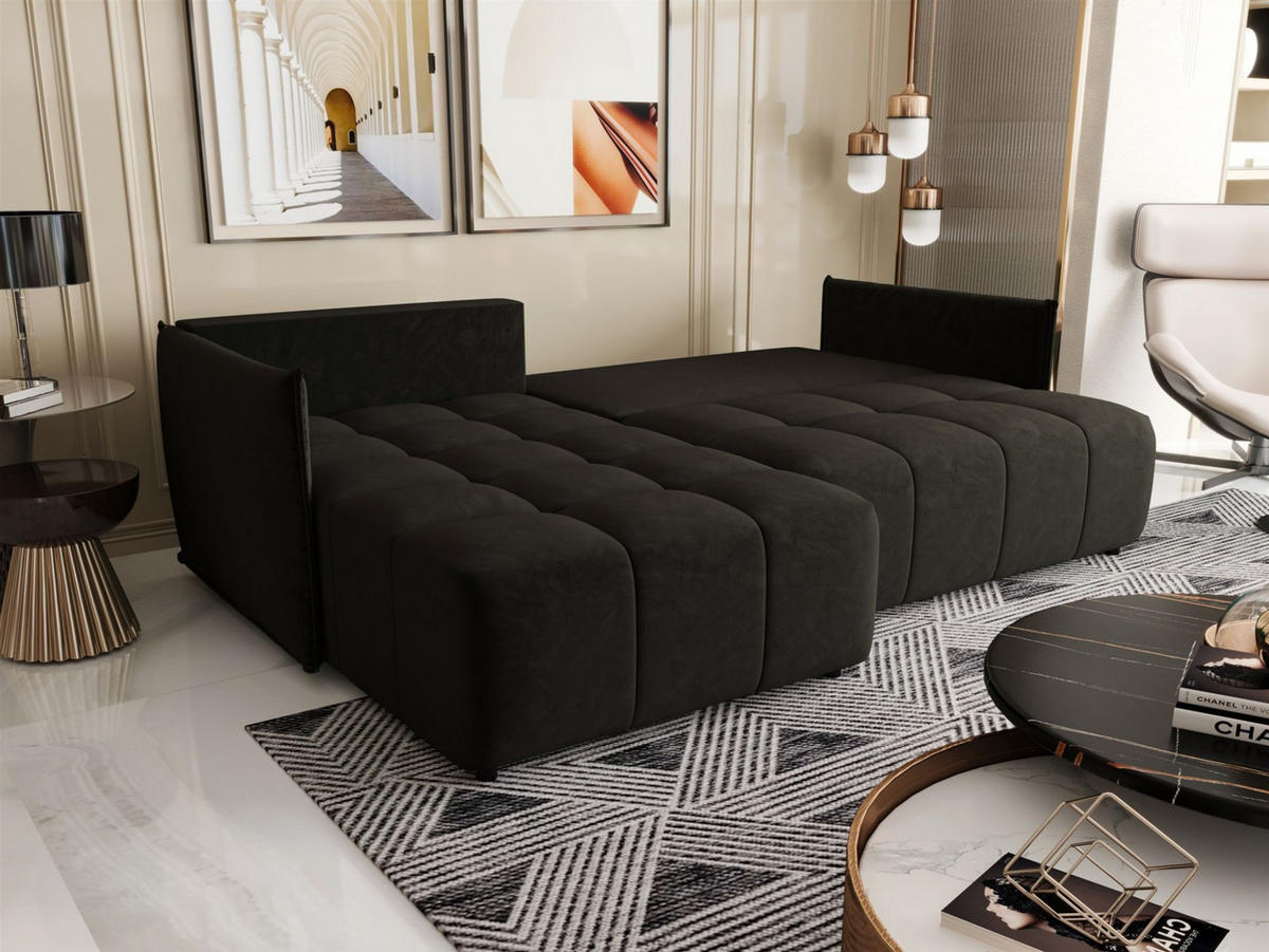 ECKSOFA Treviso - Hellgrau, Holzwerkstoff/Textil (245/185cm) - Fun Möbel