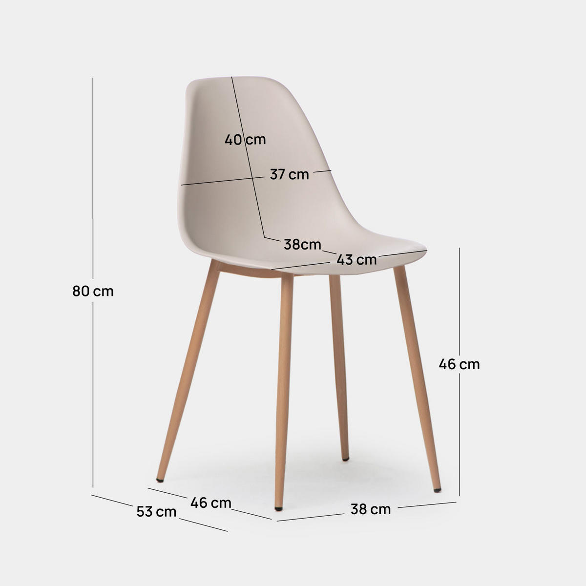 GARTENSTUHL Nina Beige 45 cm x 80 cm 6er-Set - Beige, Kunststoff (45/80/53cm) - Klast Home