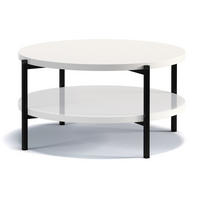 COUCHTISCH GERIS mit Ablageboden, Spanplatte, weiß - Weiß Hochglanz/Schwarz, Holz/Metall (85/85/43cm) - KONSIMO®