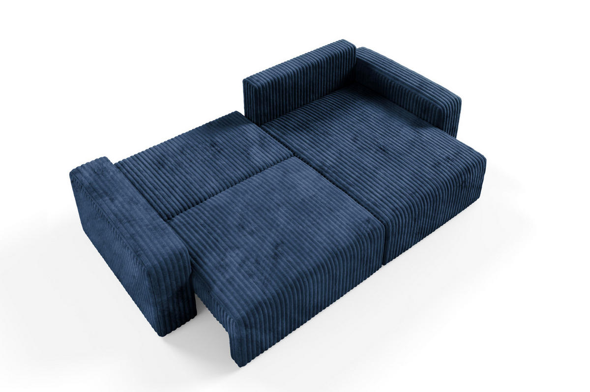 ECKSOFA mit Schlaffunktion Cord Blau - Blau, Textil (244/149cm) - Furnisell