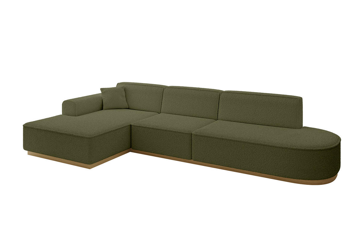 ECKSOFA Ottomane Links IREA-L2-v2 - 327x165x80 cm Grün - Platinfarben, Holzwerkstoff/Textil (327/165cm) - ALTDECOR