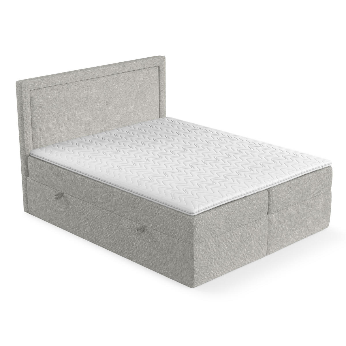 BOXBETT Tribeca Hellgrau 200/200 cm mit Taschenmatratze und Topper - Hellgrau/Schwarz, Holz/Holzwerkstoff (200/200cm) - Maison de Reve