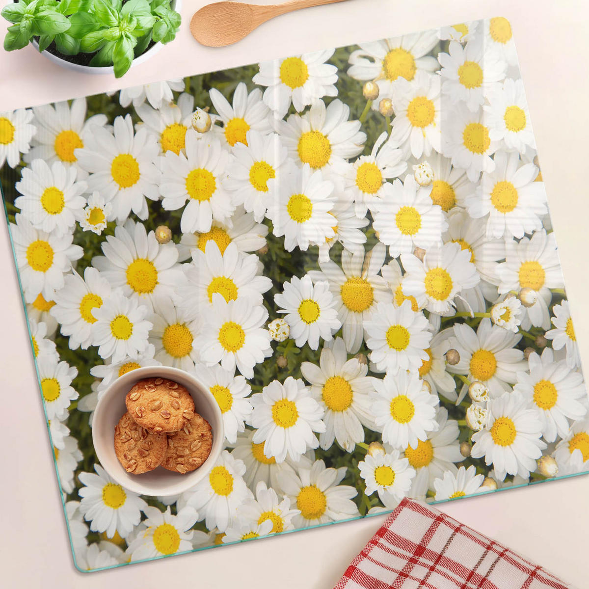 GLASPLATTE 60x52 cm Gänseblümchen - Gelb, Glas (60/0.4/52cm) - TULUP