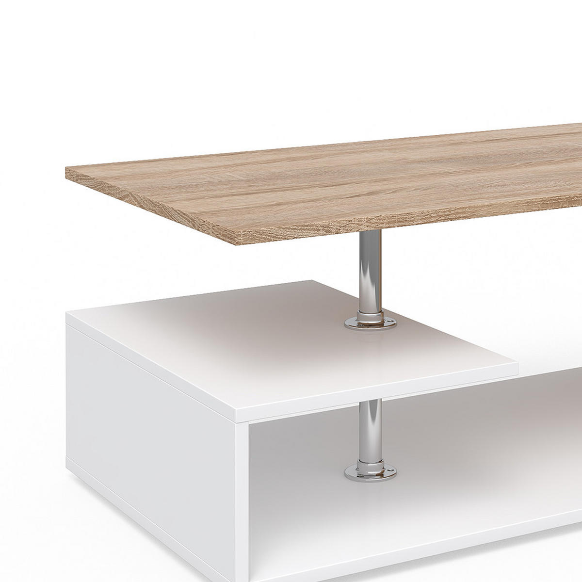 COUCHTISCH Guillermo Weiß/Sonoma 91 x 52,6 cm - Weiß/Sonoma Eiche, Holzwerkstoff (52.6/91/41cm) - Vicco