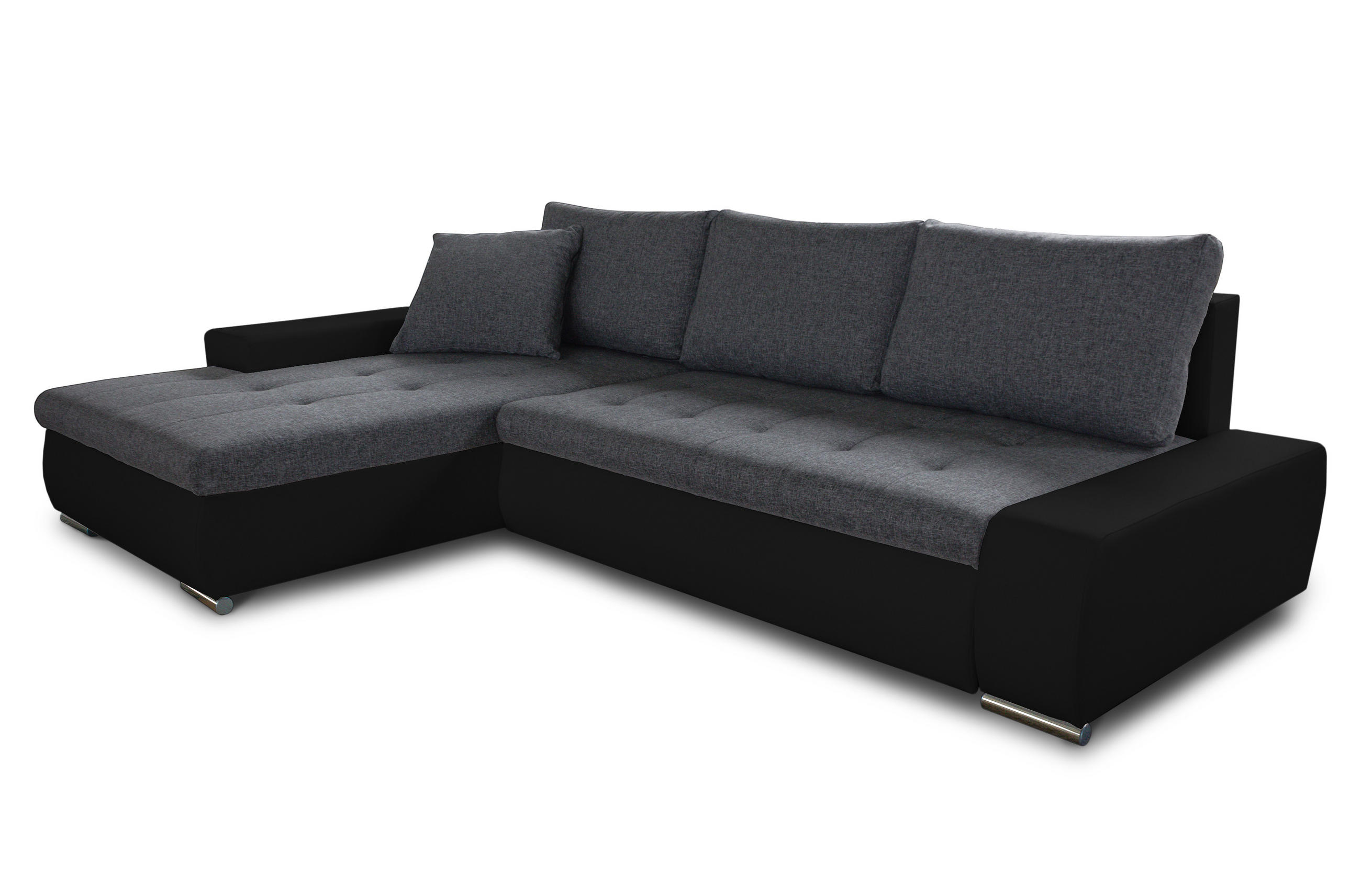 ECKSOFA Faris, Seite: Links - Dunkelgrau/Schwarz, Holz/Textil (266/184cm) - Sofnet