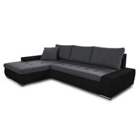 ECKSOFA Faris, Seite: Links - Dunkelgrau/Schwarz, Holz/Textil (266/184cm) - Sofnet