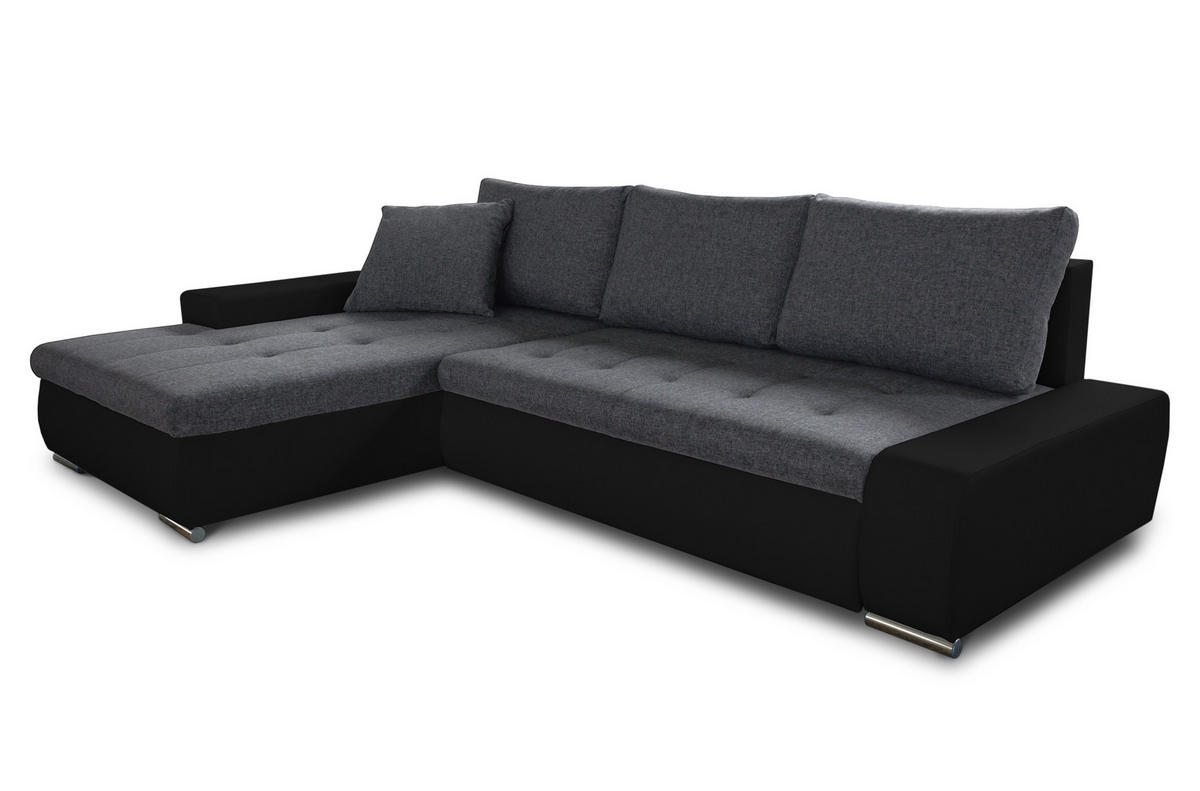 ECKSOFA Faris, Seite: Links - Dunkelgrau/Schwarz, Holz/Textil (266/184cm) - Sofnet