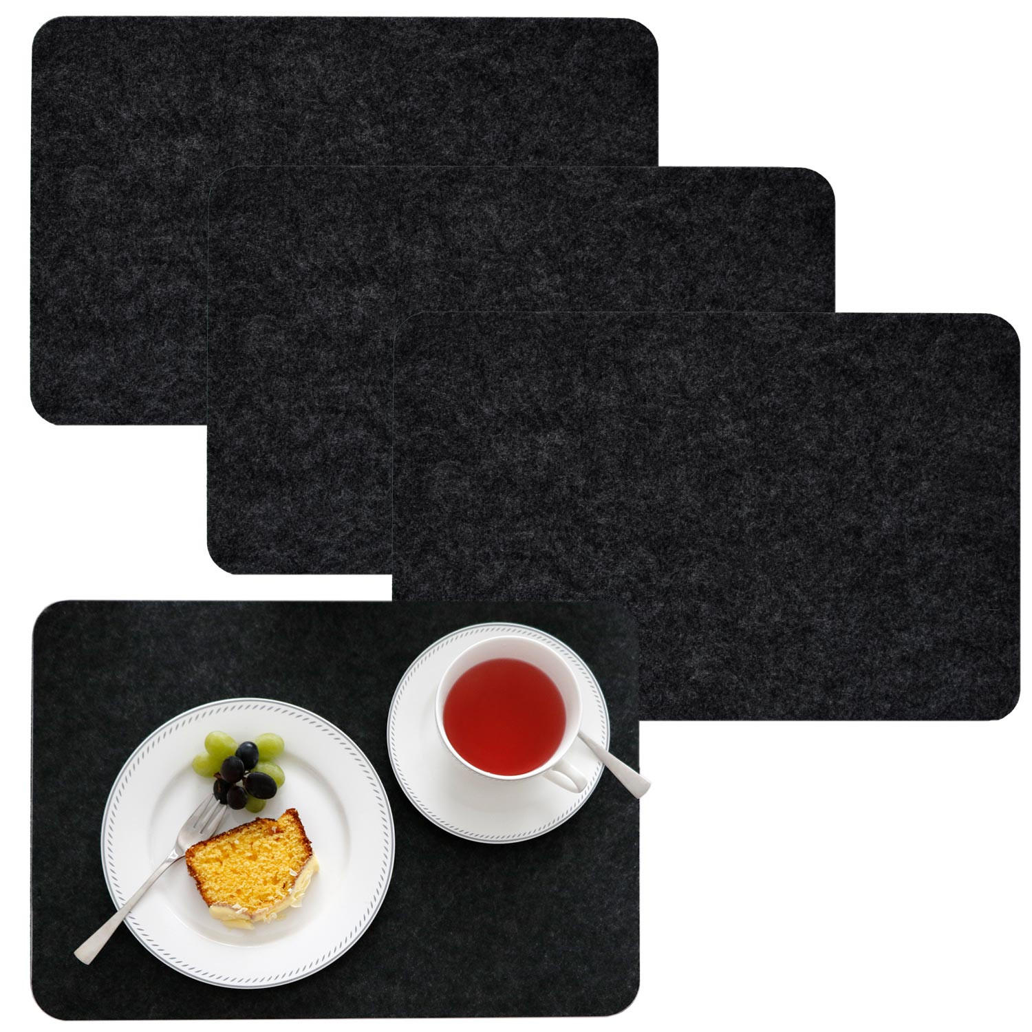 TISCHSET 4er Set 43/30/0,5 cm Anthrazit - Anthrazit, Kunststoff (43/30/1cm) - Dunedesign